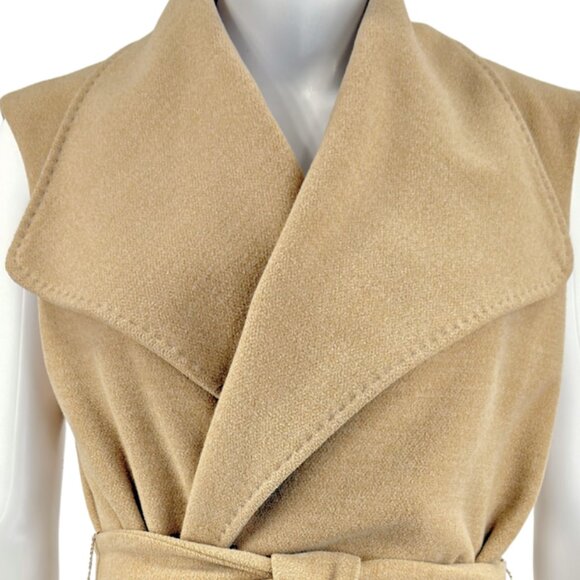 White House Black Market Camel Wrap Vest Coat Belt S/M - Picture 3 of 8